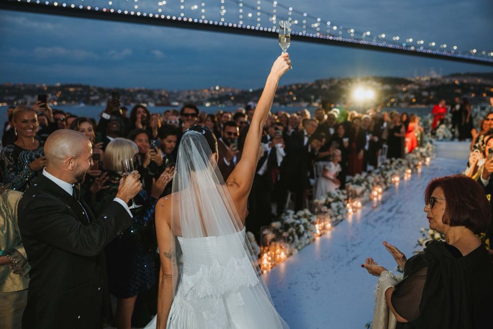 Wedding dance floor with DJ and lighting in Istanbul